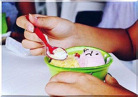 Person eating ice cream