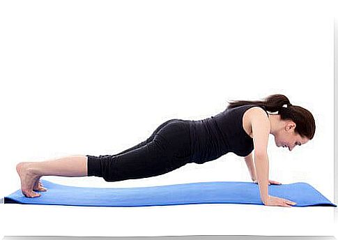 Woman doing arm bends every day