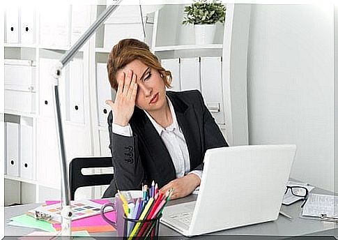 Woman sitting in front of computer