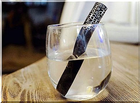 Mascara in a glass of water