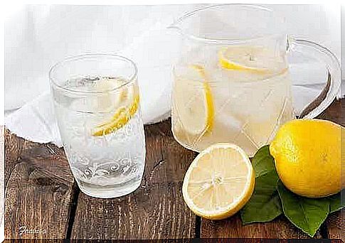 A jug of lemon water