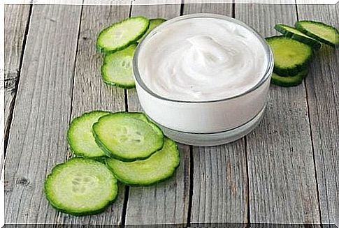 Natural yogurt and cucumber