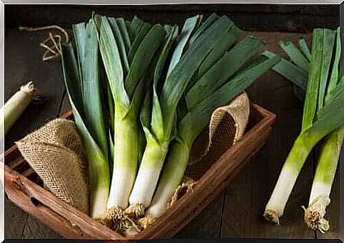 Leeks stuffed with cheese and ham