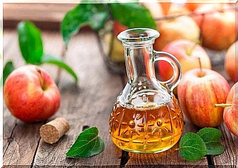 Apple cider vinegar in a bottle.