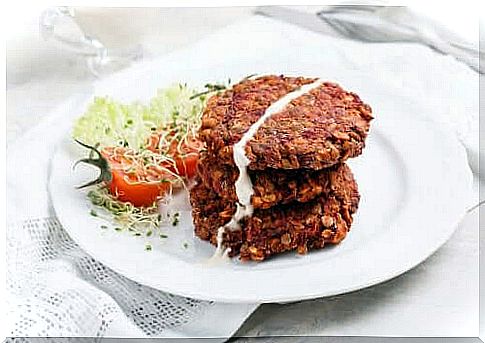 Lentil burger on the plate