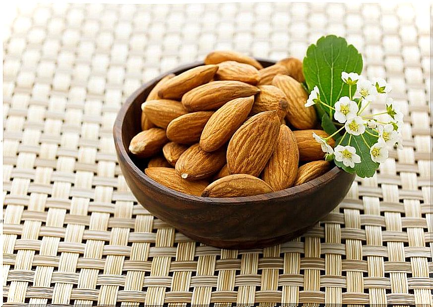 Bowl with almonds