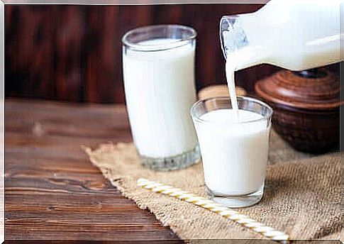 Milk is poured into glasses