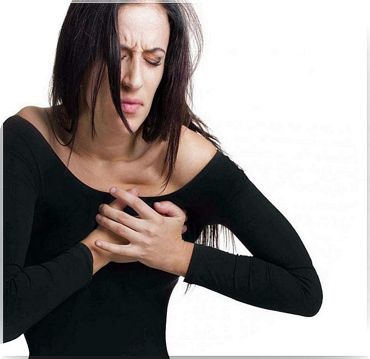 Young woman with chest pain